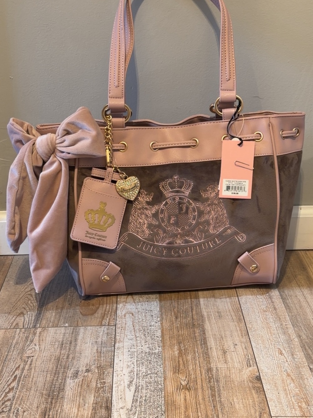 Juicy Couture Iced Coffee Dusty Pink Scottie Dogs Tote